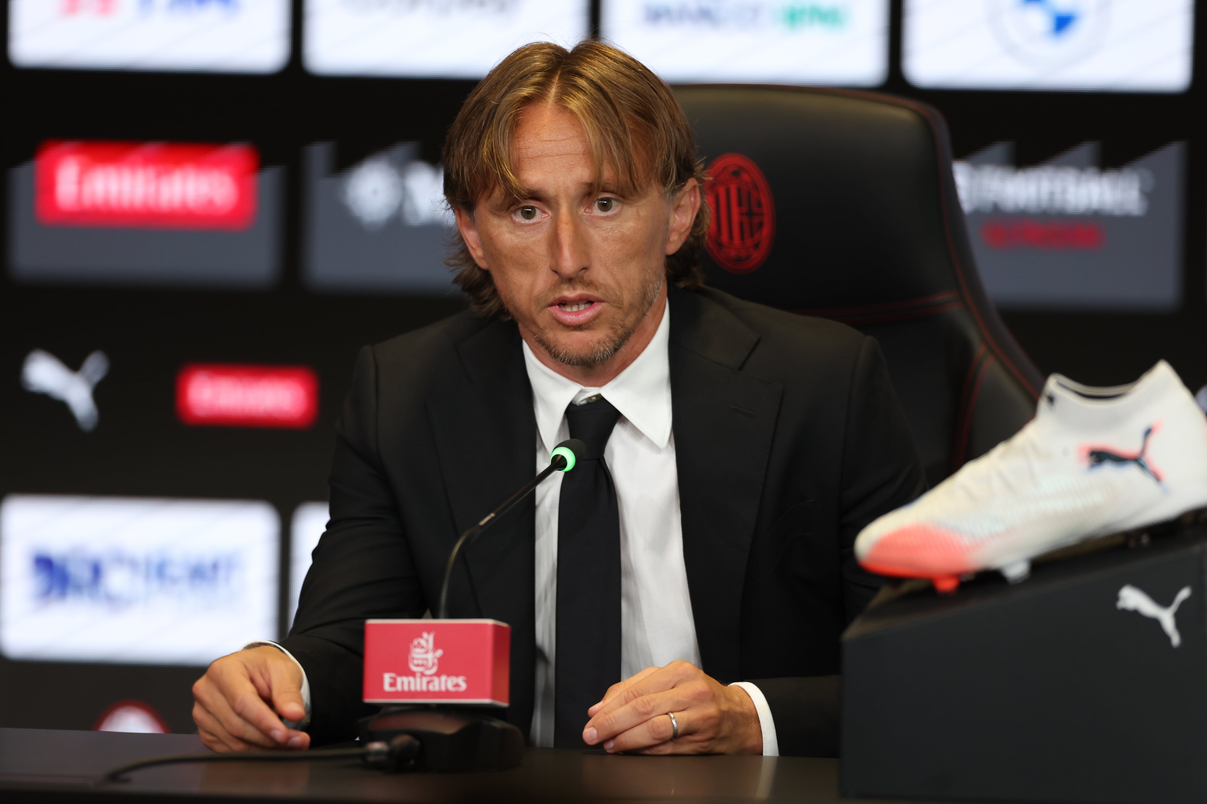 Luka Modric, en su presentación como nuevo futbolista del AC Milan