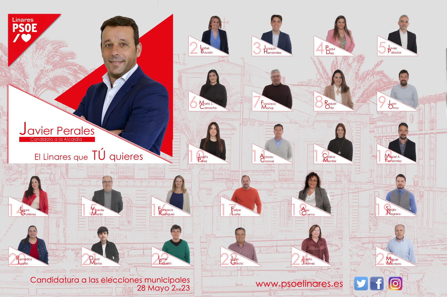 Candidatura del PSOE de Linares para las Elecciones Municipales 2023