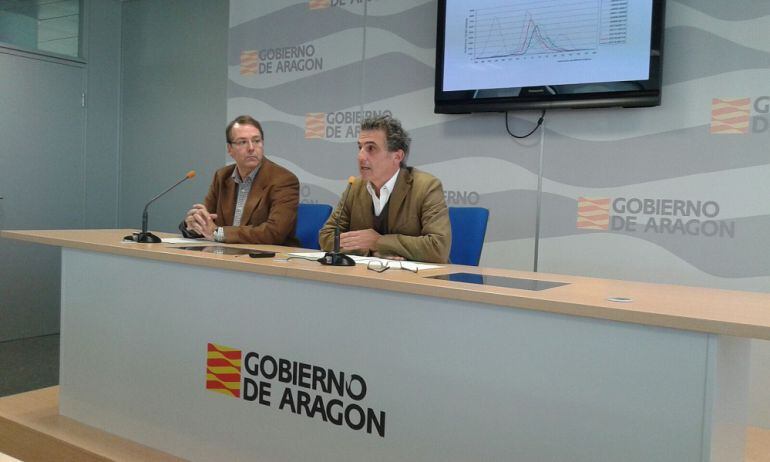 El director general de Saud Pública, Francisco Javier Falo, y el director del área de Coordinación Asistencial del Servicio Aragonés de Salud, Javier Marzo