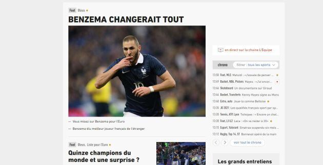 L'Equipe informa del probable regreso de Benzema a la selección francesa.