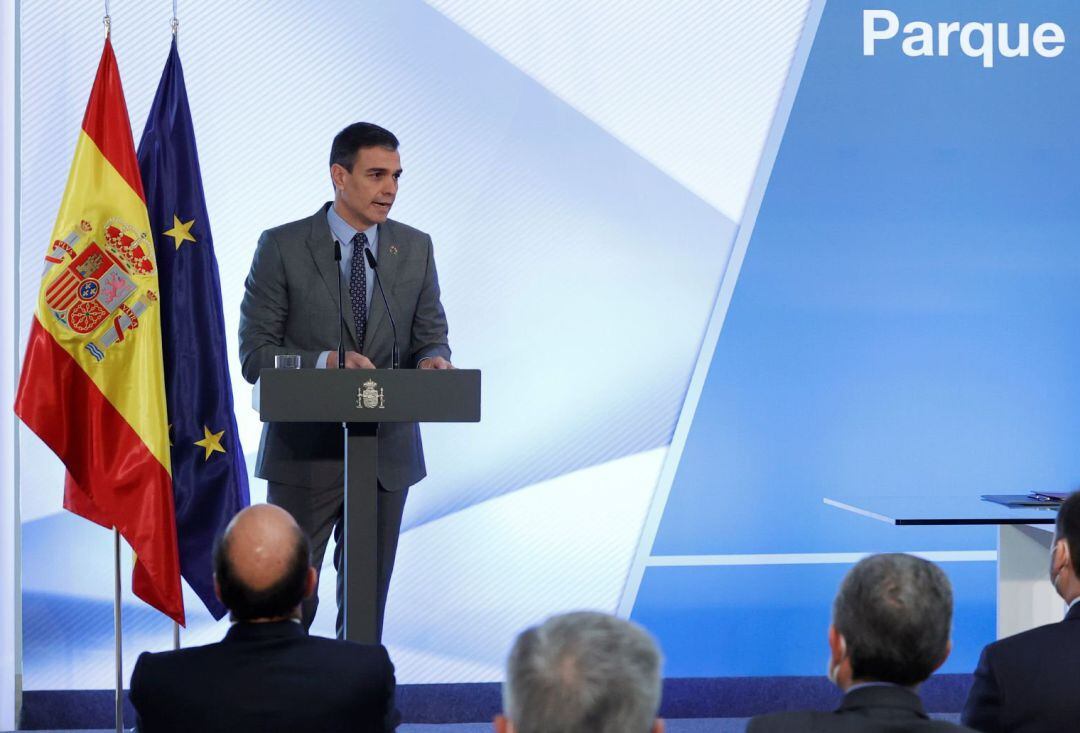 El presidente del Gobierno, Pedro Sánchez interviene en el acto de firma del Protocolo sobre Alquiler Social de Viviendas, hoy en el Palacio de la Moncloa.