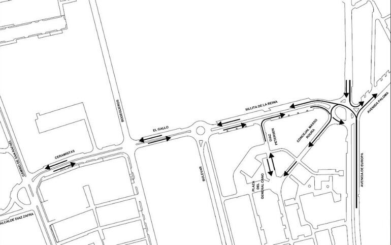 Mapa de bulevard sobre las vías del AVE