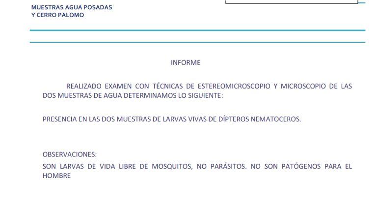 Informe remitido por Emproacsa