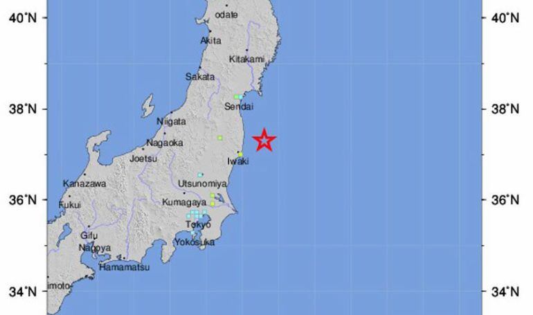 Fotografía cedida por el Servicio Geológico de los Estados Unidos que muestra el mapa donde se presentó un terremoto de 7,3 grados, en Japón