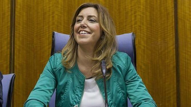 La presidenta de la Junta y secretaria general del PSOE andaluz, Susana Díaz, en el Parlamento regional en Sevilla