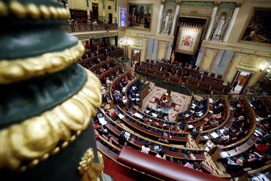 Vista del hemiciclo durante la segunda sesión del debate de moción de censura presentada por Vox, este jueves en el Congreso.