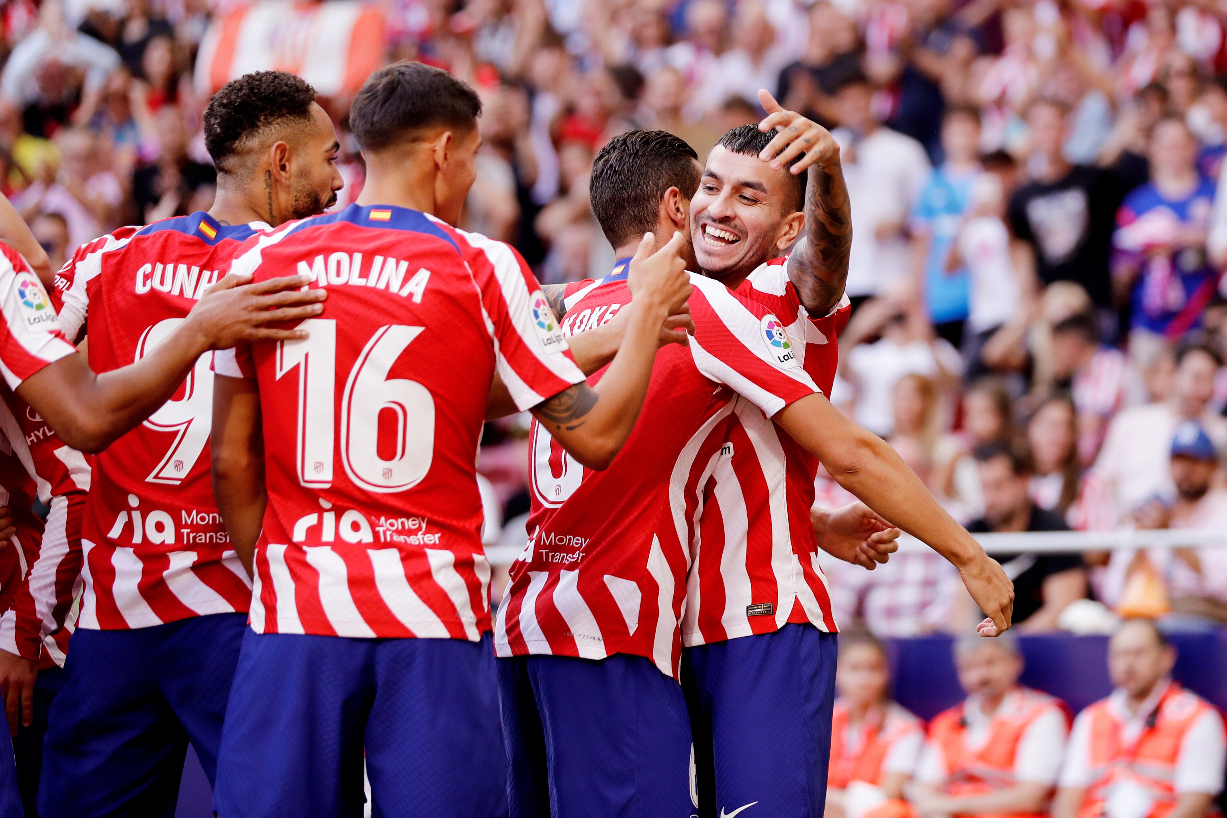 El Atlético de Madrid celebra el 1-0 de Correa