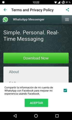 Capturas de pantalla de los menús ocultos de WhatsApp