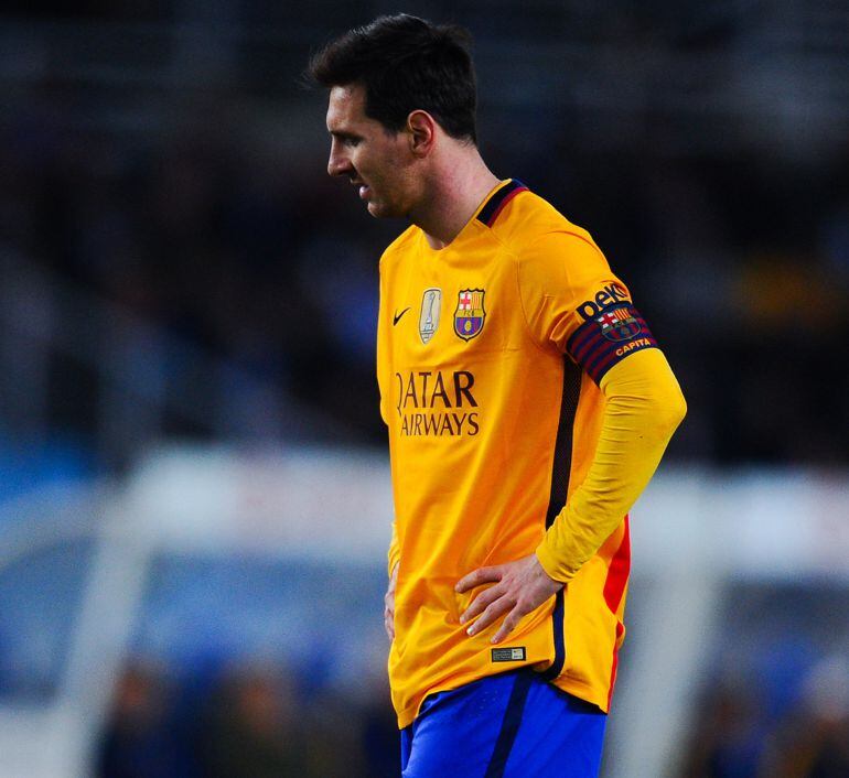 Messi lamenta una ocasión fallada en la derrota en Liga ante la Real Sociedad