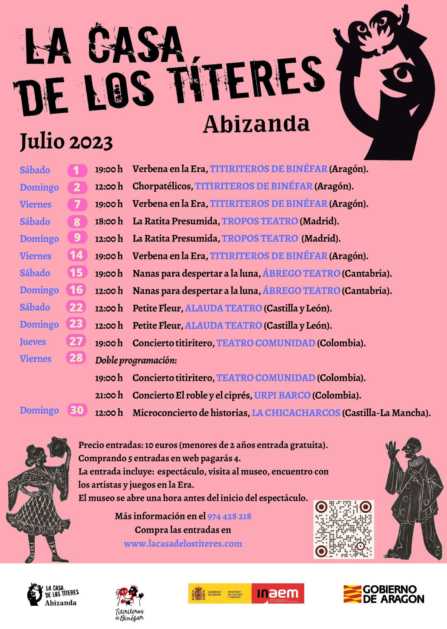 Programación julio Casa de los Títeres de Abizanda