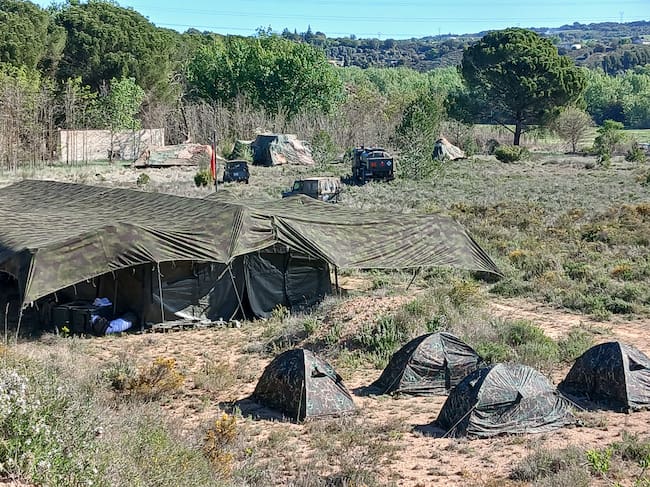Una parte del operativo instalado en Las Baldorrias en Barbastro