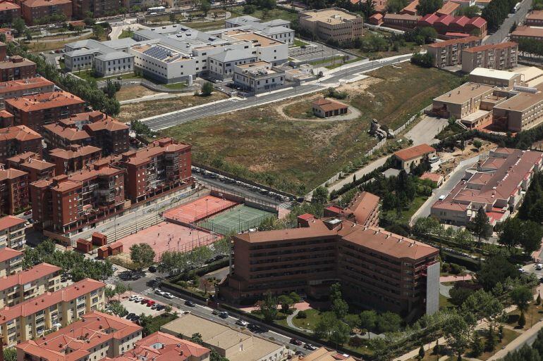 Vista aérea de la residencia de Servicios Sociales de la Junta de Castilla y León, con su peculiar forma de Y