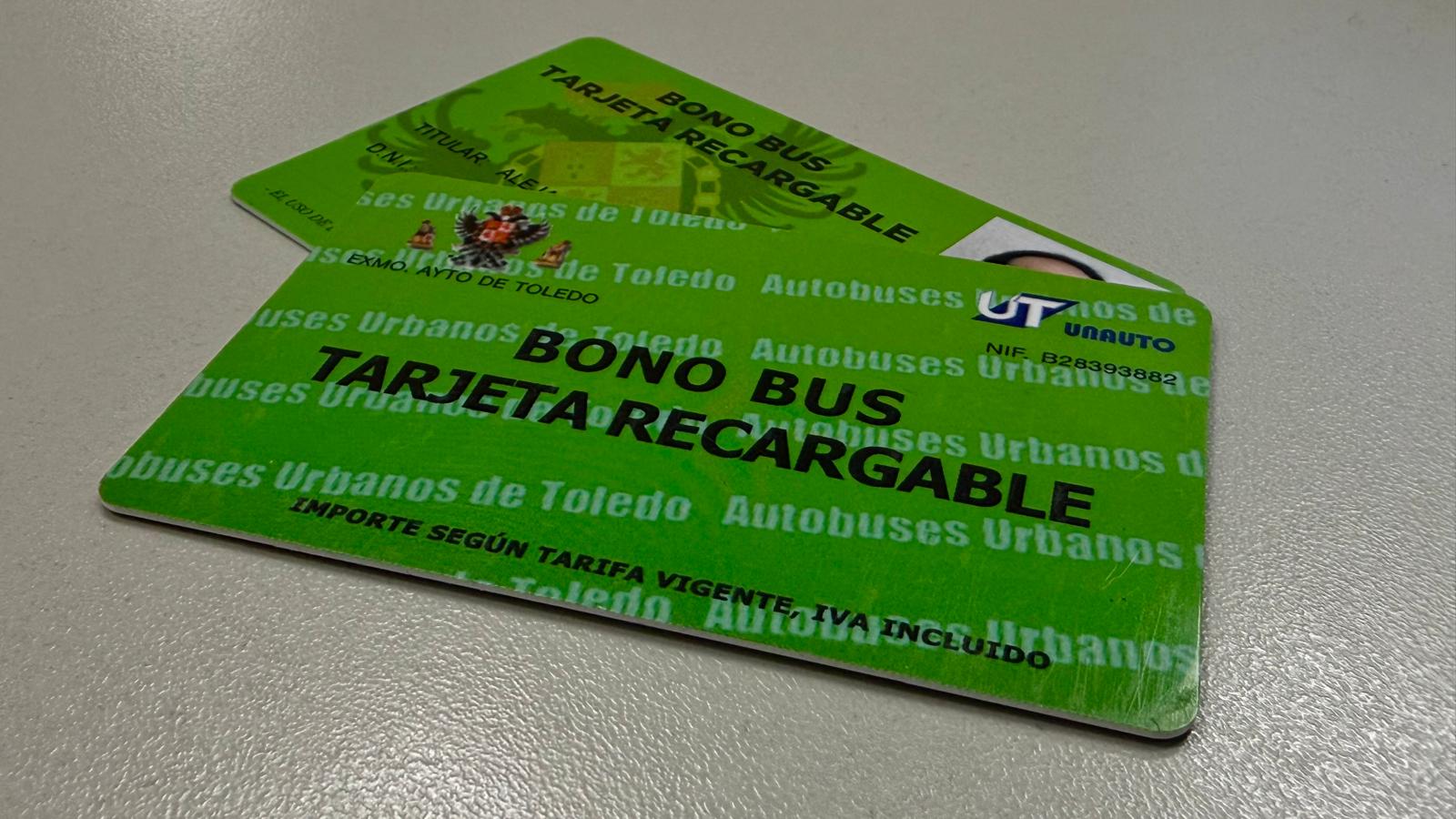 Imagen de la tarjeta bonobús general y la tarjeta bonobús para empadronados en la ciudad de Toledo