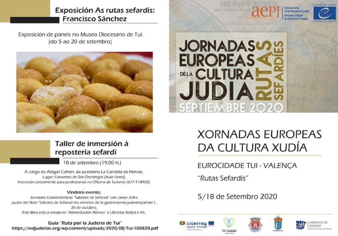 Cartel Jornadas Europeas de la Cultura Judía de la Eurocidade Tui-Valença.