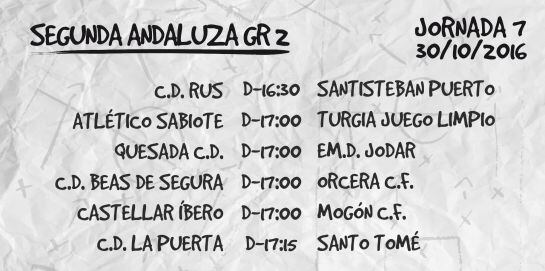 Partidos de la s&eacute;ptima jornada del Grupo II de la Segunda Andaluza.