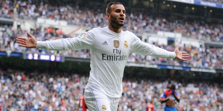 Jesé celebra un gol durante una de sus temporadas en el Real Madrid