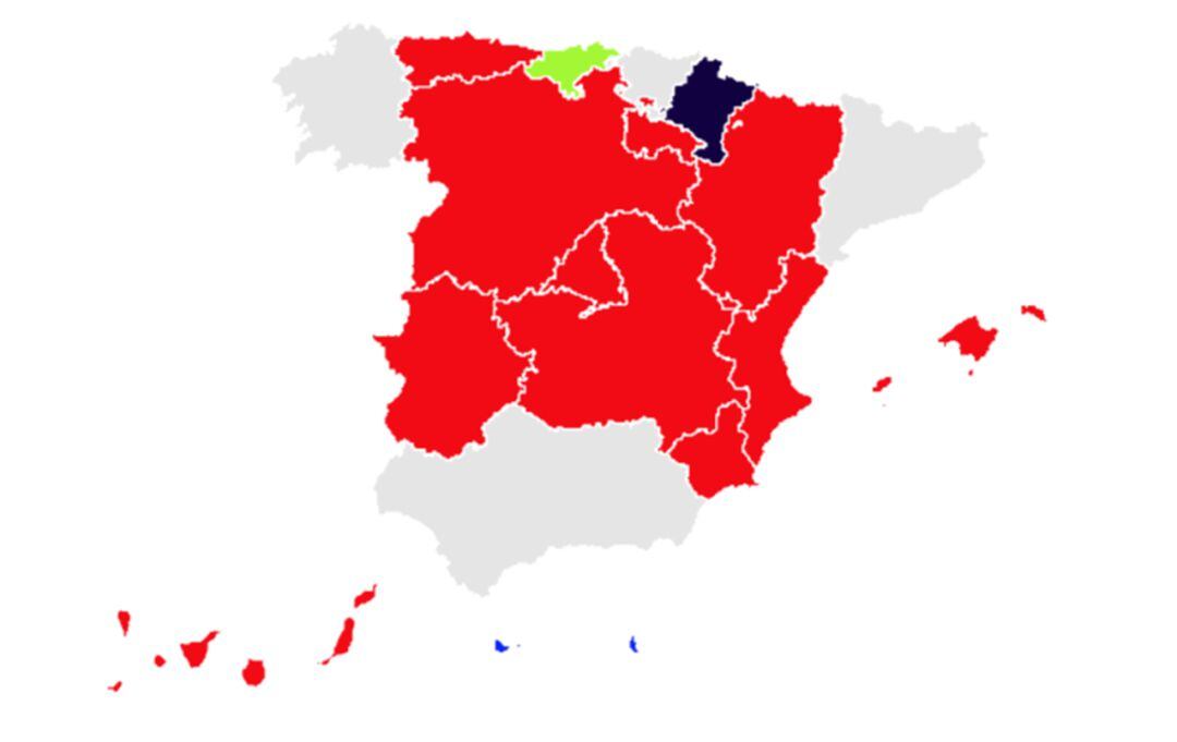 Los socialistas fueron primera fuerza en todas las comunidades del 26-M, excepto Cantabria y Navarra.