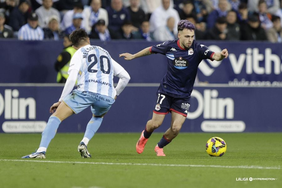 David Mella durante el partido ante el Málaga