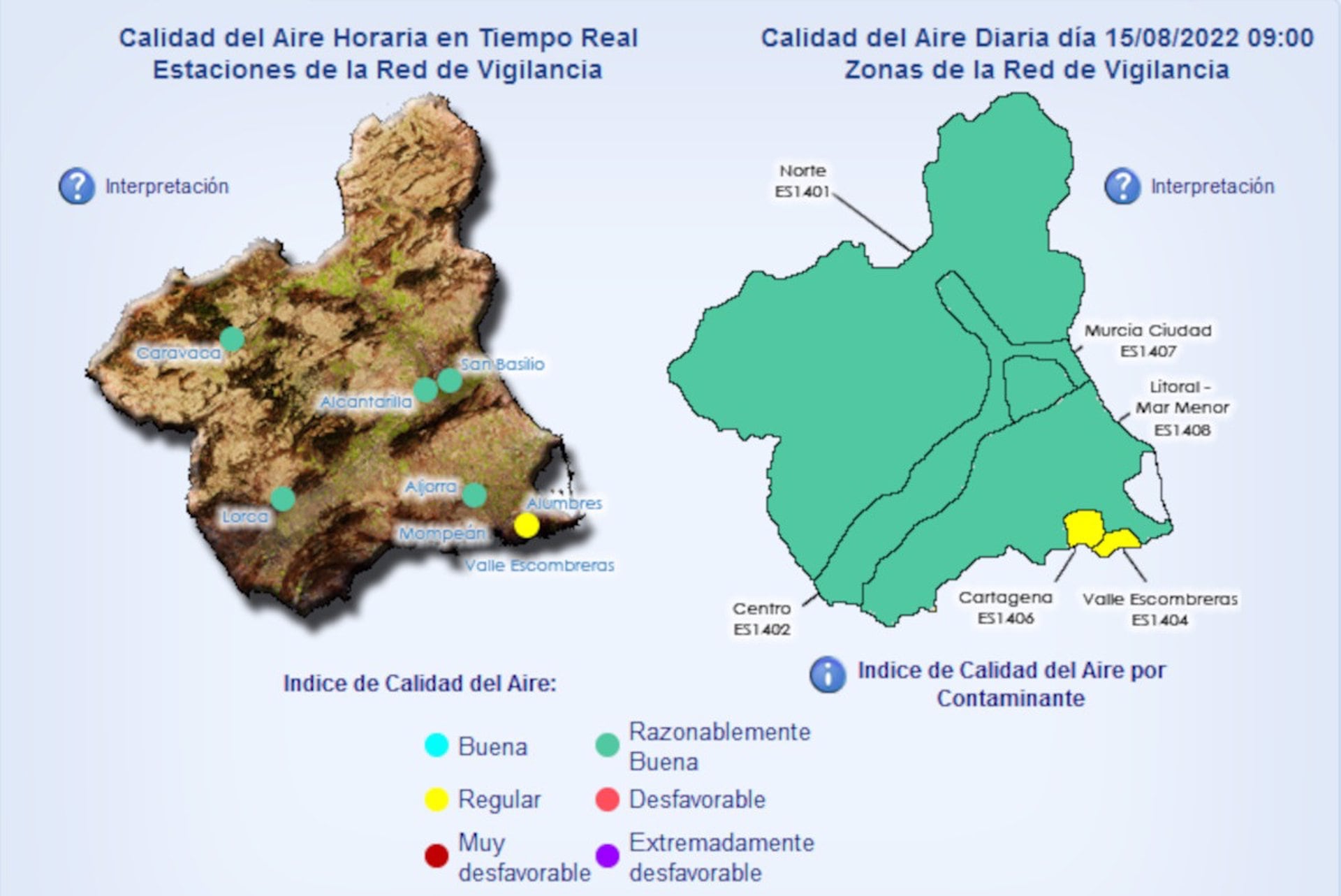 15/08/2022 Red de Vigilancia de Calidad del Aire de la Región de Murcia
POLITICA ESPAÑA EUROPA MURCIA SOCIEDAD
AYUNTAMIENTO DE CARTAGENA
