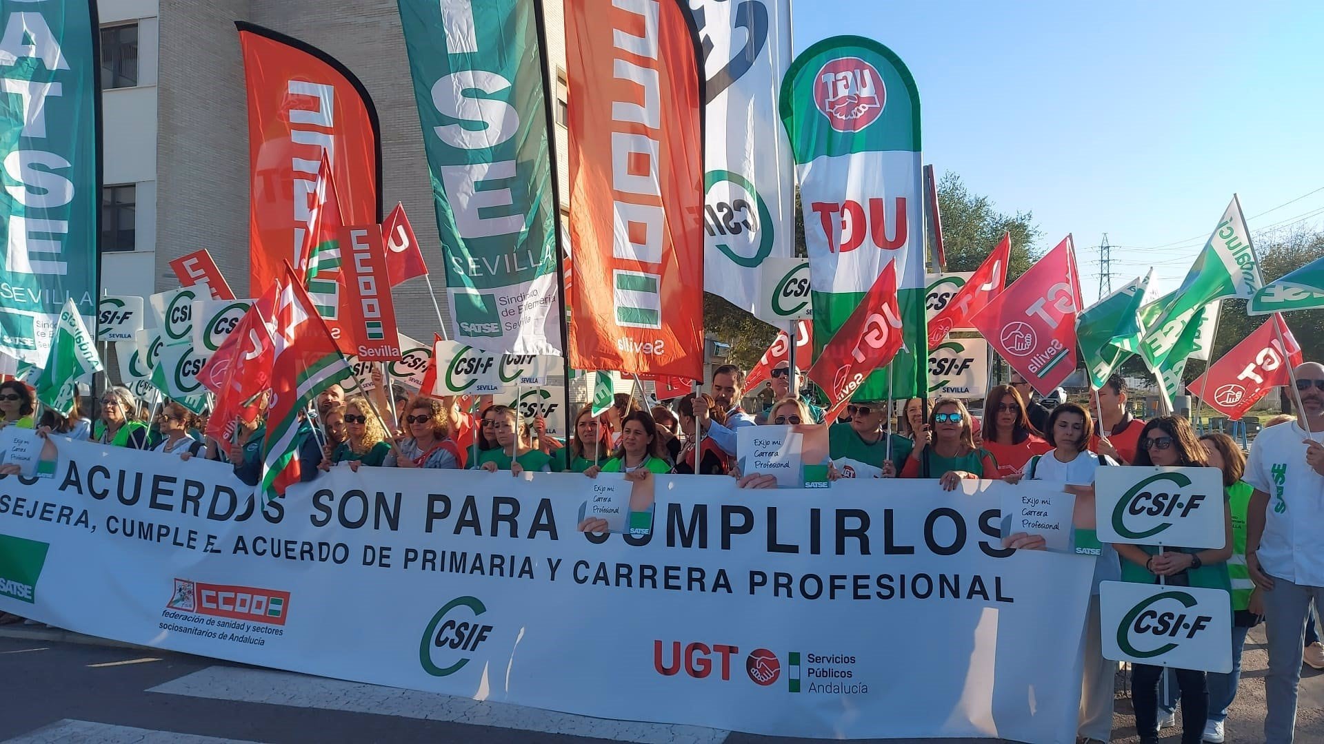 Imagen de la protesta del pasado 23 de octubre de los cuatro sindicatos de la sanidad pública andaluza. - UGT