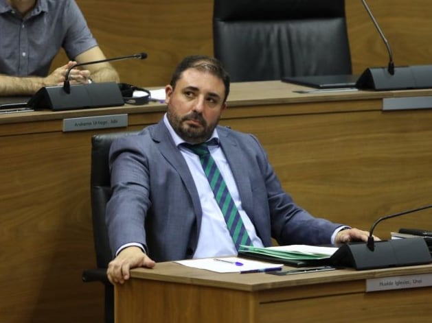 Unai Hualde (Geroa Bai), presidente del Parlamento de Navarra, durante la sesión de constitución del Legislativo foral el pasado 19 de junio.