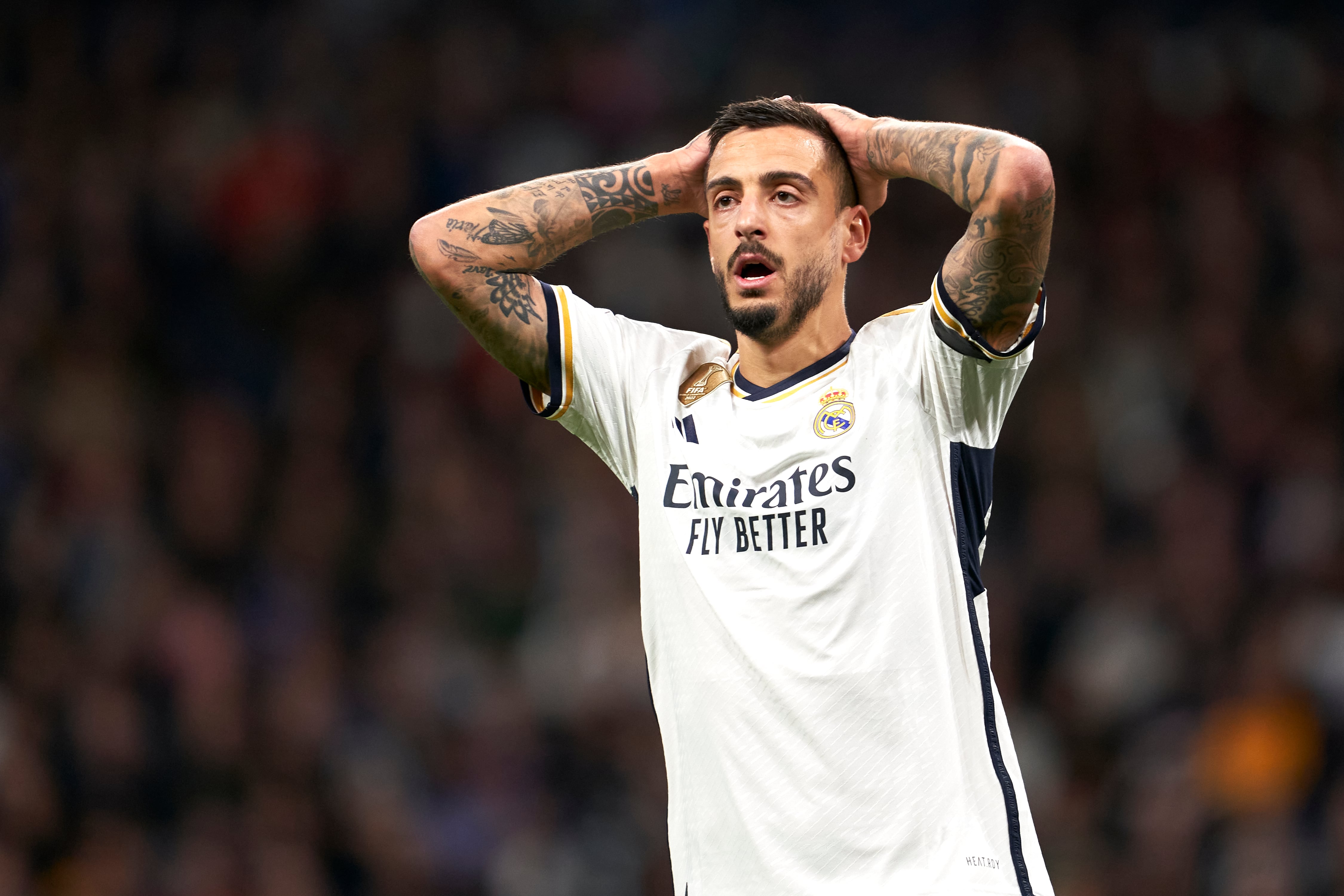 Joselu Mato lamenta una ocasión con el Real Madrid