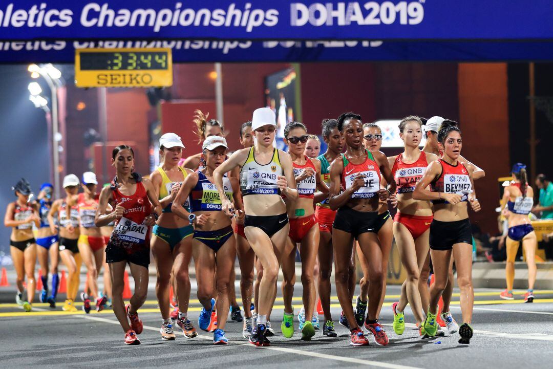 Imágenes de la carrera de 20 kilómetros marcha en los Mundiales de Doha.