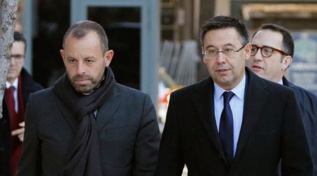 Sandro Rosell, a la entrada del juzgado junto a Josep María Bartomeu