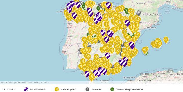 Pulsa sobre la imagen para consultar la posición de los distintos radares.