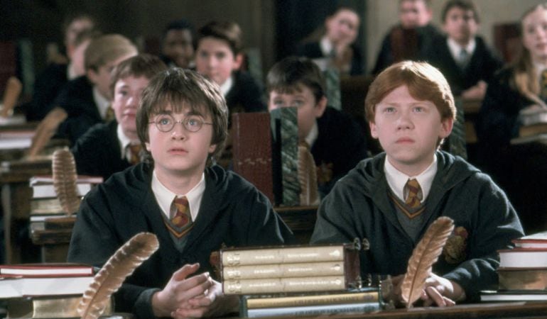 Harry Potter y Ron Weasley en una de las películas de la saga