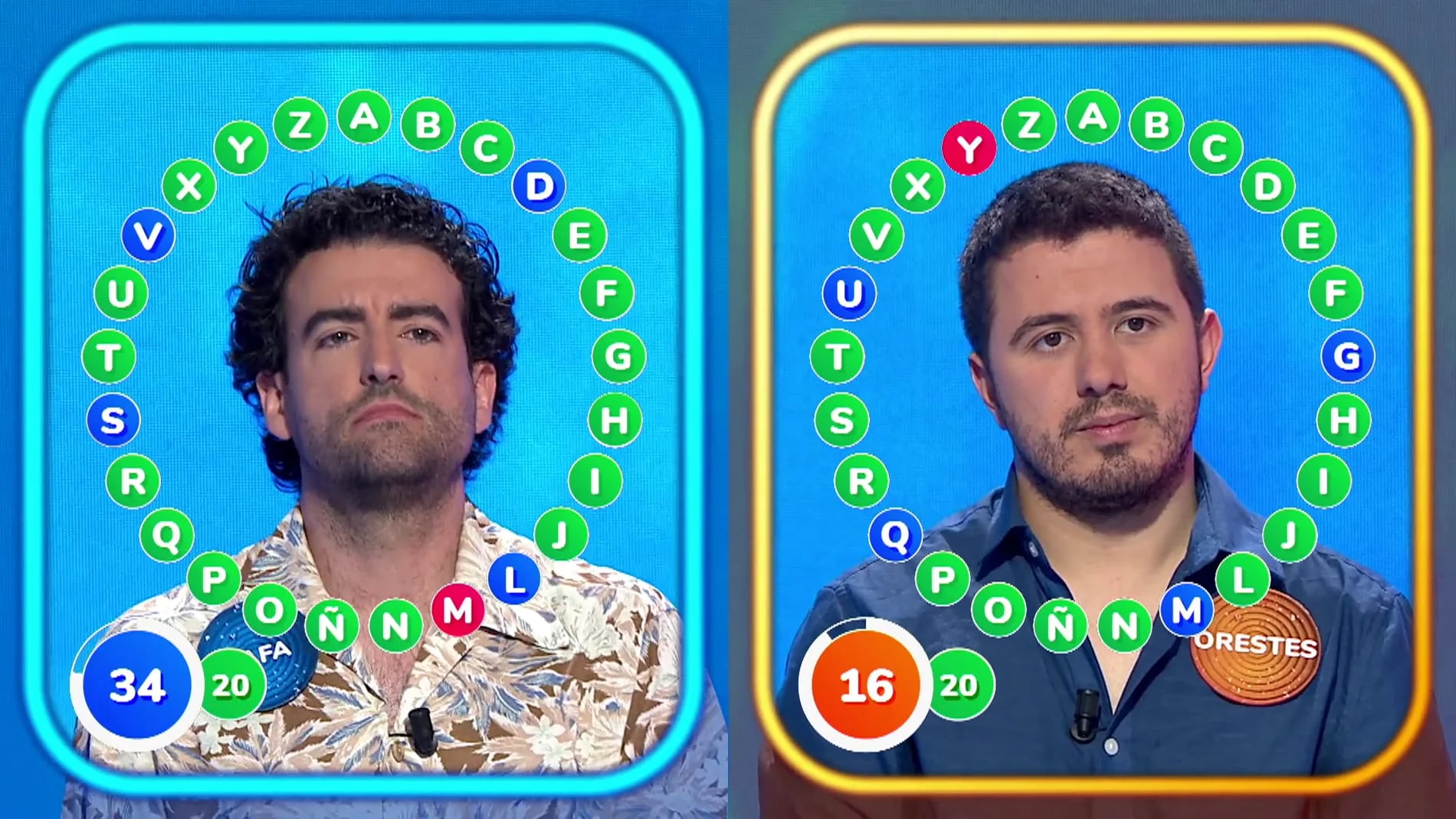 Rafa y Orestes, en uno de sus duelos en &#039;Pasapalabra&#039;.