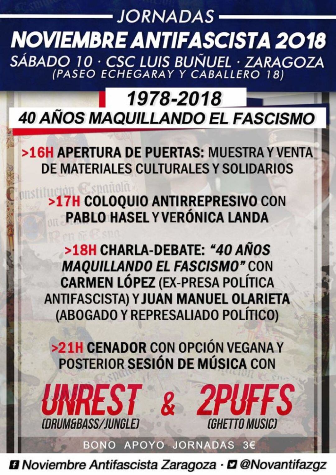 Cartel de las Jornadas &quot;Noviembre Antifascista 2018&quot;