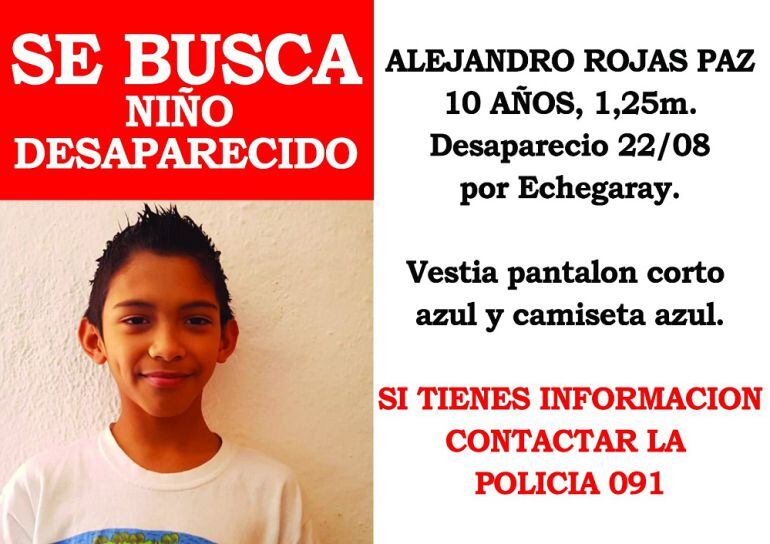 Alejandro, nicaragüense de 10 años, fue visto por última vez en la zona de paseo Echegaray y Caballero