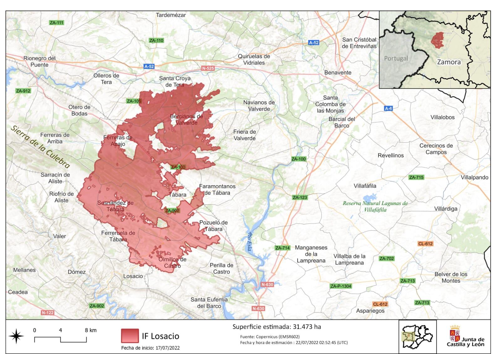 Imagen de la superficie afectada por el incendio.