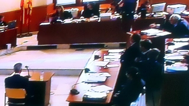 Imatge de la declaració del principal acusat, José Javier Martín Pujal, exinspector en cap de la Policia Nacional. El fiscal li demana 44 anys de presó.