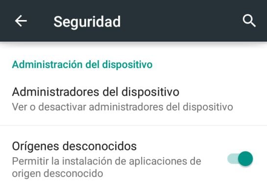 Desactiva orígenes desconocidos en Android