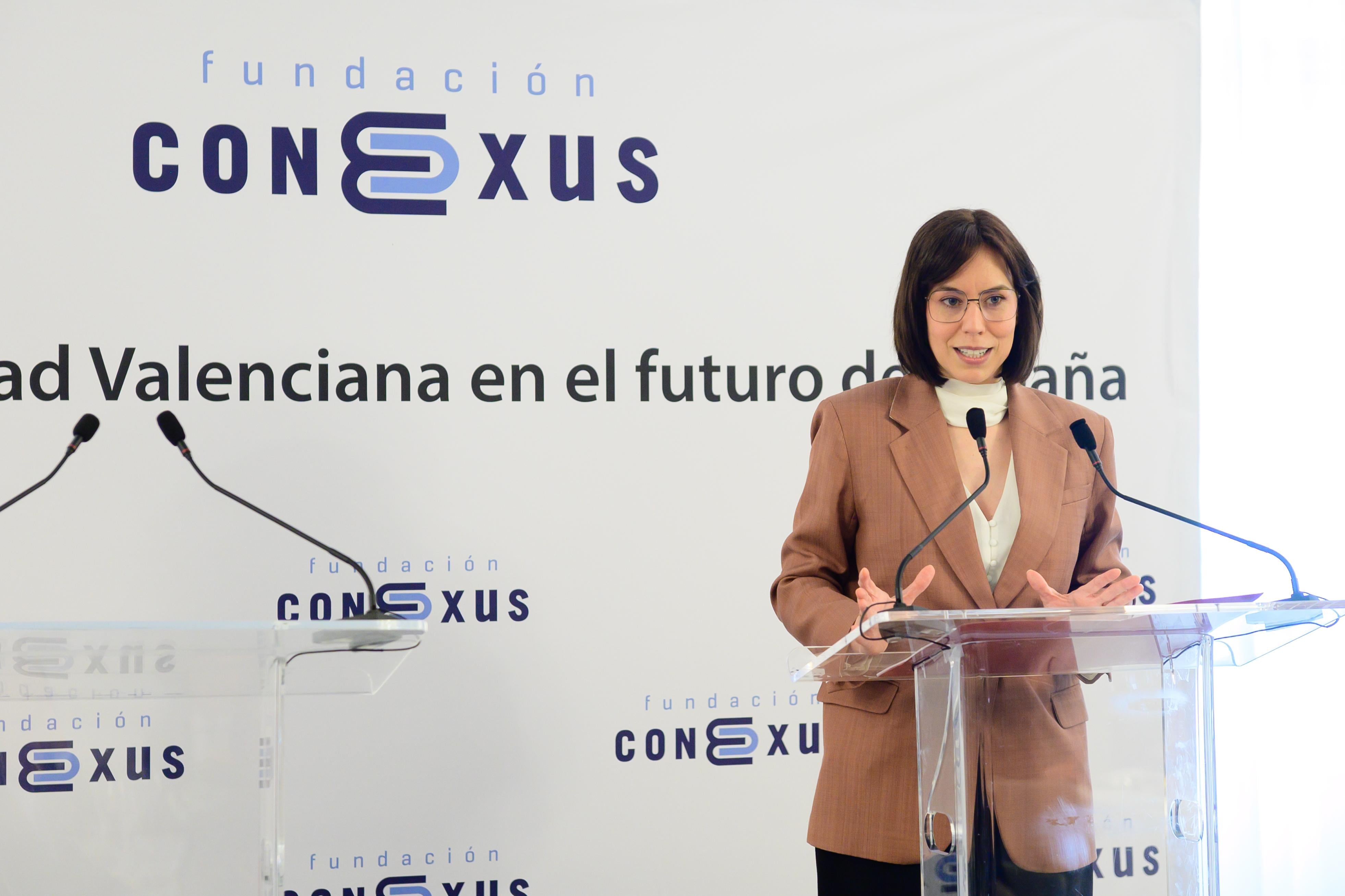Diana Morant en la Fundación Conexus. Foto: PSPV-PSOE