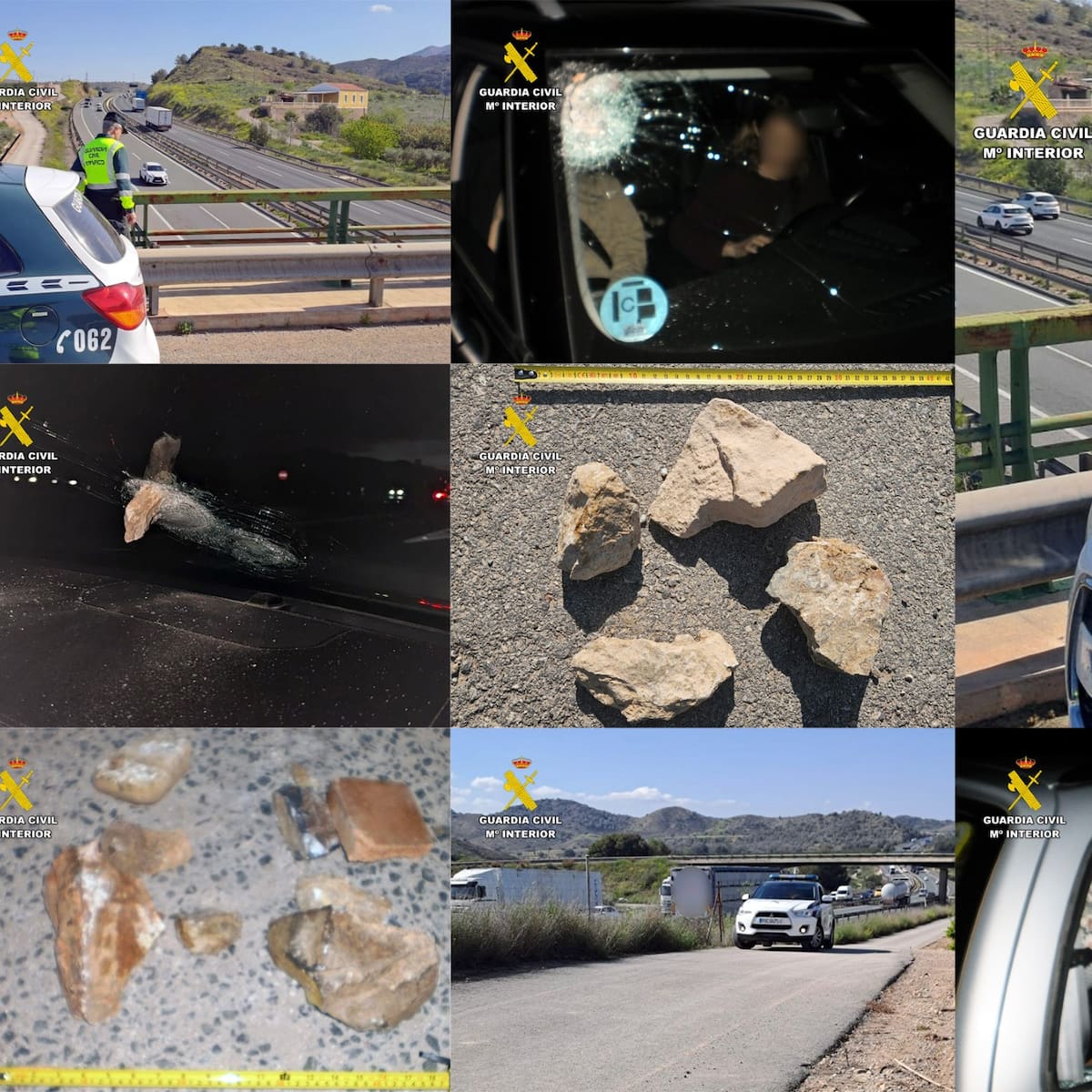 Investigados dos menores por lanzar piedras de gran tamaño a vehículos en la A‑7 en Santomera