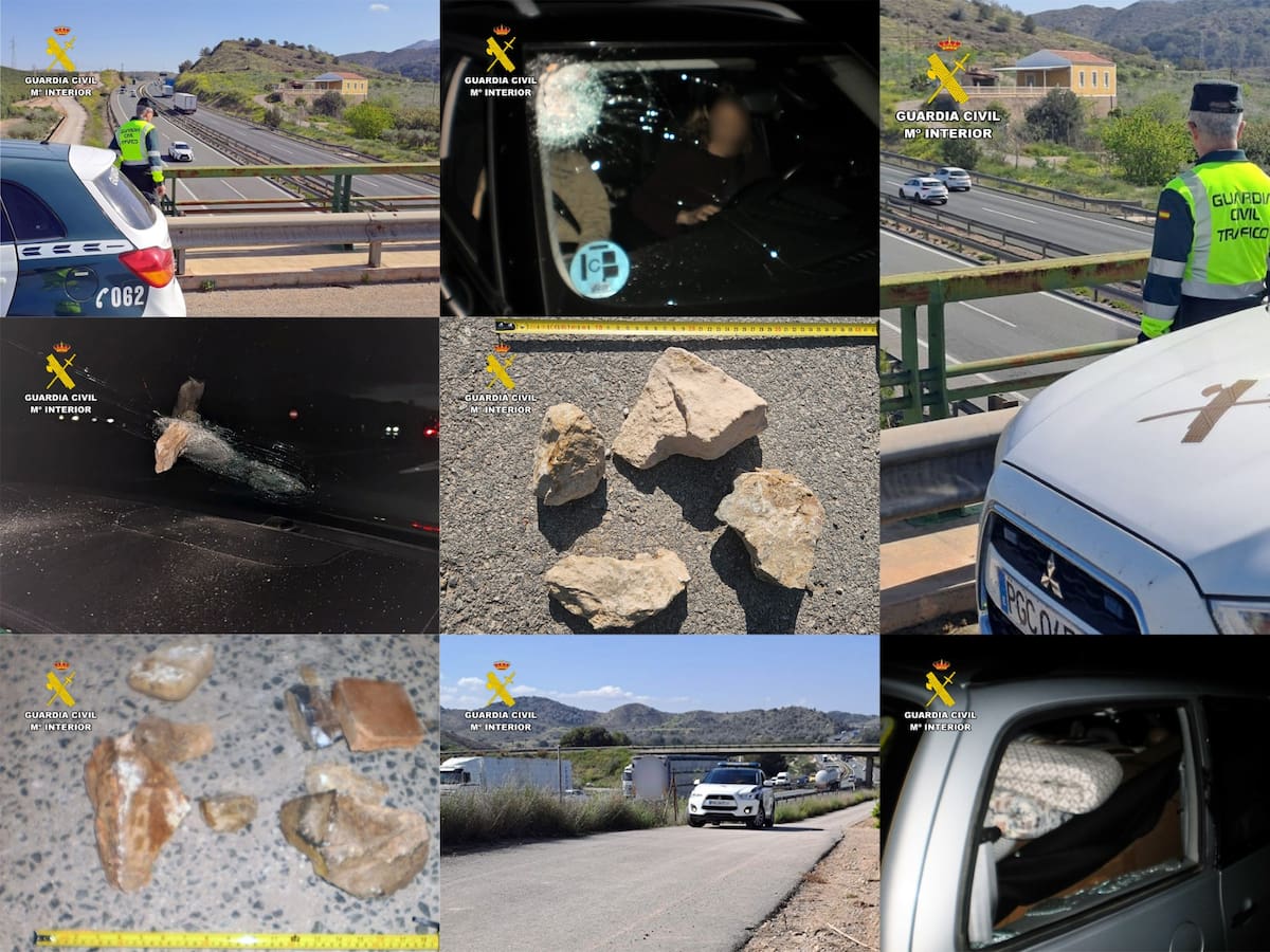 Investigados dos menores por lanzar piedras de gran tamaño a vehículos en la A‑7 en Santomera