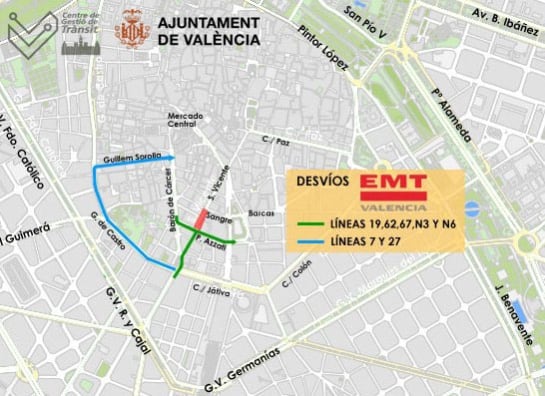 Desvíos que afectan a la calle San Vicente