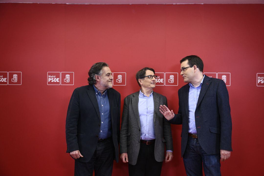  Los candidatos del PSOE a la alcaldía de Madrid, Pepu Hernández, Manuel de la Rocha y Chema Dávila.