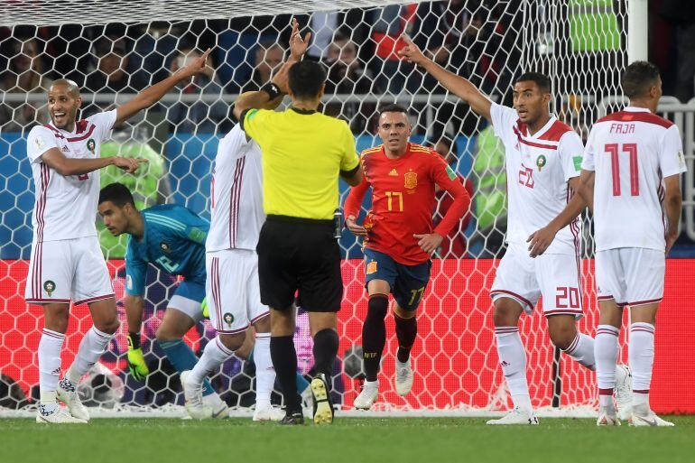 La selección de Marruecos reclama el gol de Iago Aspas en el encuentro ante España en el Mundial de Rusia.