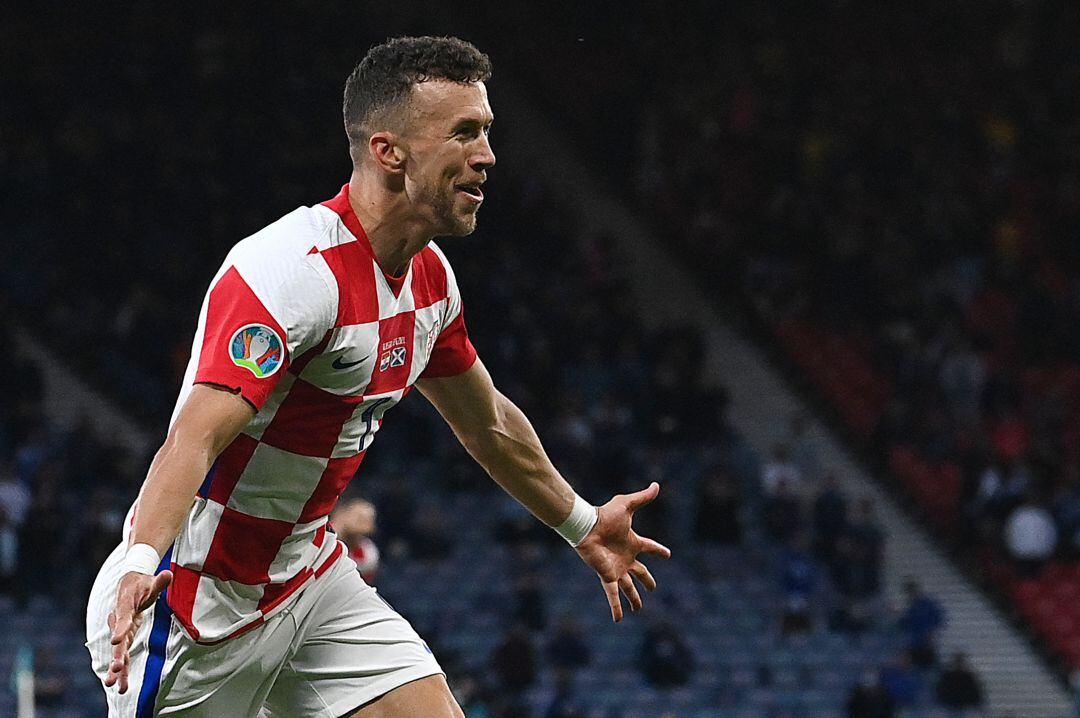Ivan Perisic celebrando un gol suyo con Croacia en la Eurocopa 2020