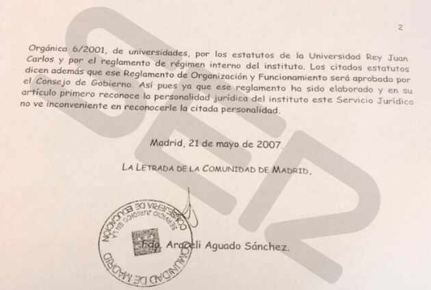 Segundo informe de los servicios jurídicos de la Comunidad de Madrid que reconoce la personalidad jurídica del IDP