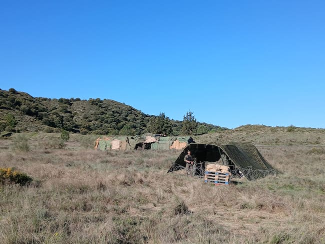 Ejercicio militar en Las Baldorrias en Barbastro