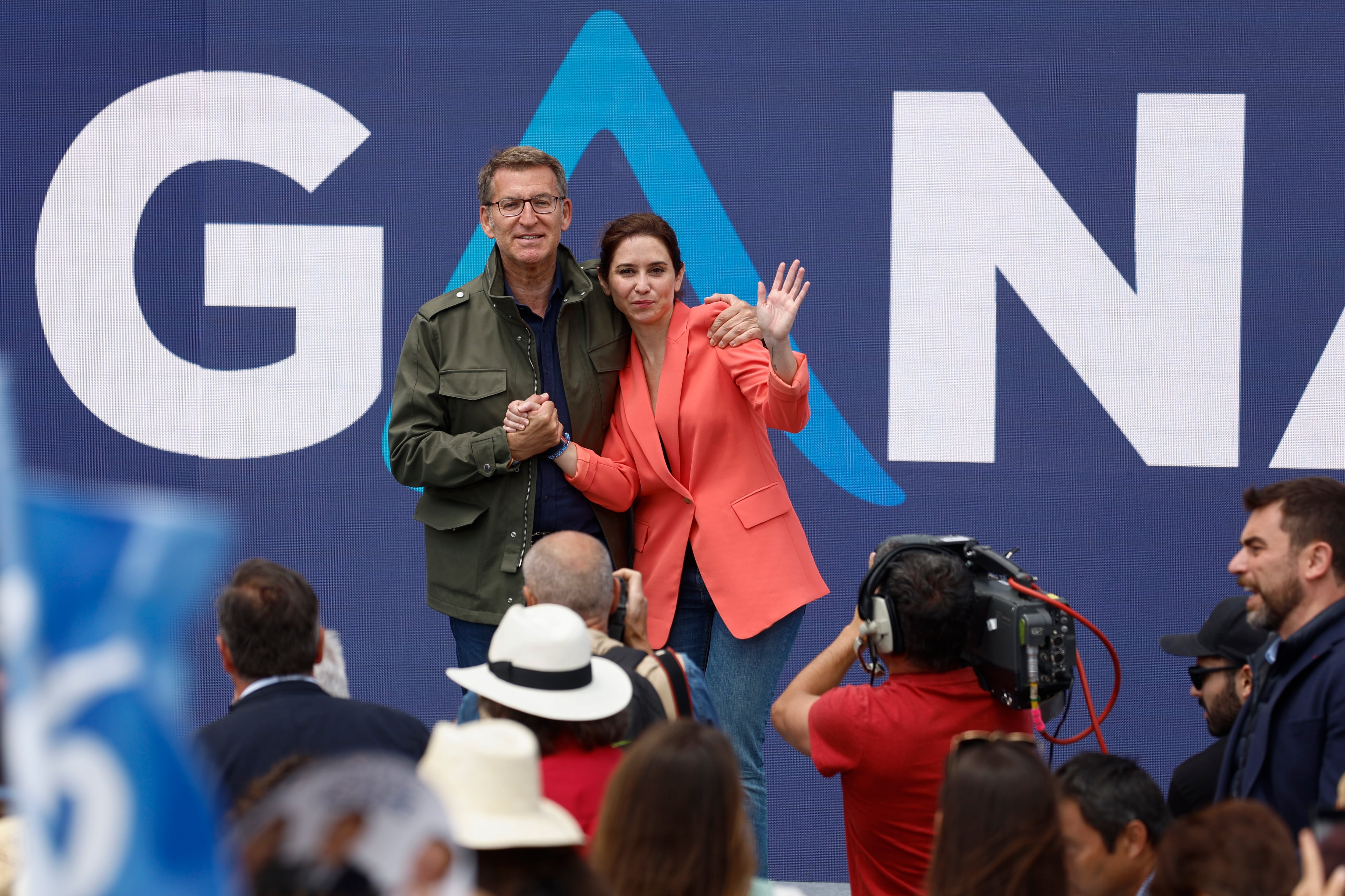 La presidenta de la Comunidad y candidata del PP a la reelección, Isabel Díaz Ayuso y el presidente del PP, Alberto Núñez Feijóo en una imagen de este fin de semana