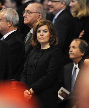 La vicepresidenta del Gobierno, Soraya Saénz de Santamaría, en la Basilica de San Pedro durante la ceremonia.