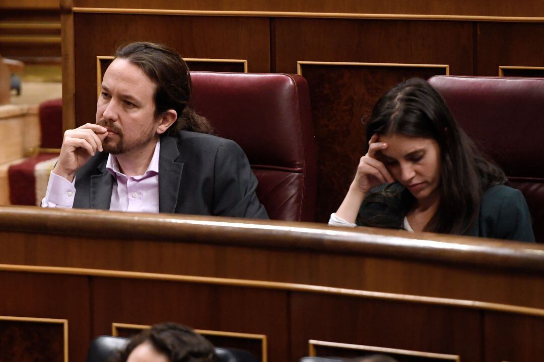 Pablo Iglesias e Irene Montero, en el Congreso de los Diputados