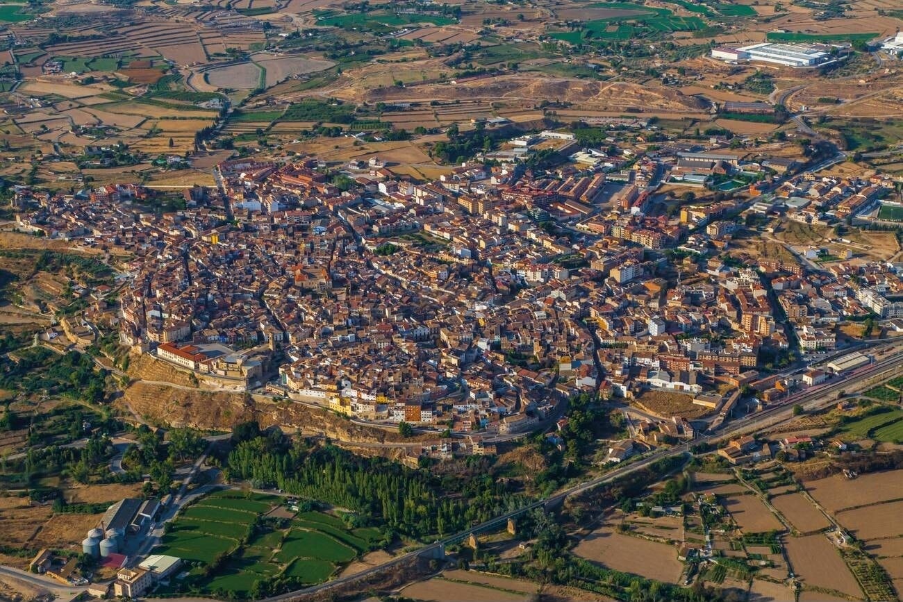 Panorámica de Caspe desde el aire. Foto: Wikipedia