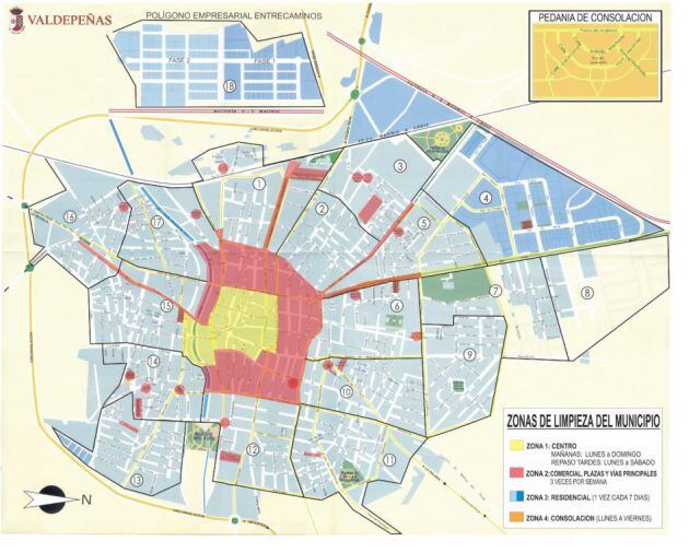 Plano de zonas de limpieza viaria en el contrato de 2021 a 2028